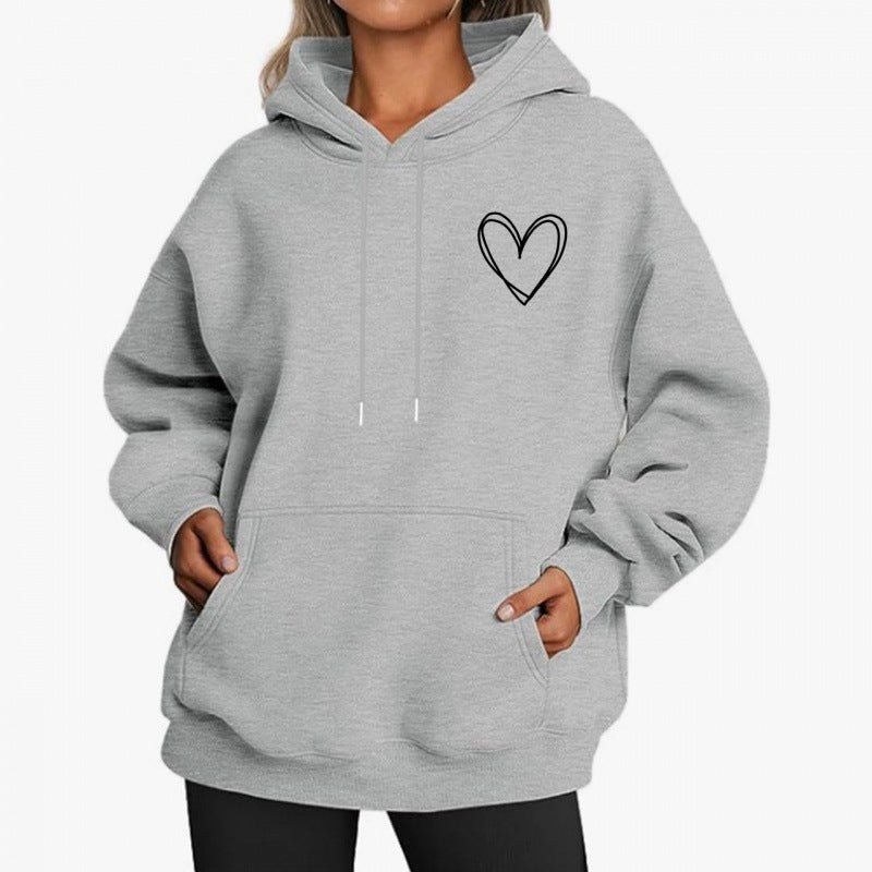 Sweat à capuche brossé style coréen pour femme, style décontracté