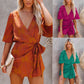 The New V-neck Leaky Back Printed Jumpsuit