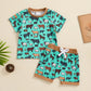 Boys Fashion Cow Print Short Sleeve Suit