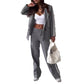 Casual Ribbon Hooded Suit Wide Leg Pants Two-piece Suit