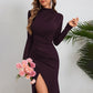 Slit Slim-fitting Long Dress Women's Clothing