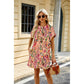 Robe ample imprimée à col rond et manches courtes