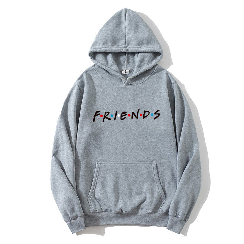 Sweat-shirt à capuche à manches longues et imprimé Letter Friend pour femme