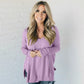 Pull ample à manches longues pour femme, design cousu sur le devant