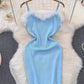 Furry Stitching Hip Base Sling Dress