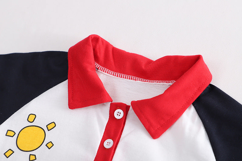 Summer Boys' Denim Short-sleeved Overalls Suit