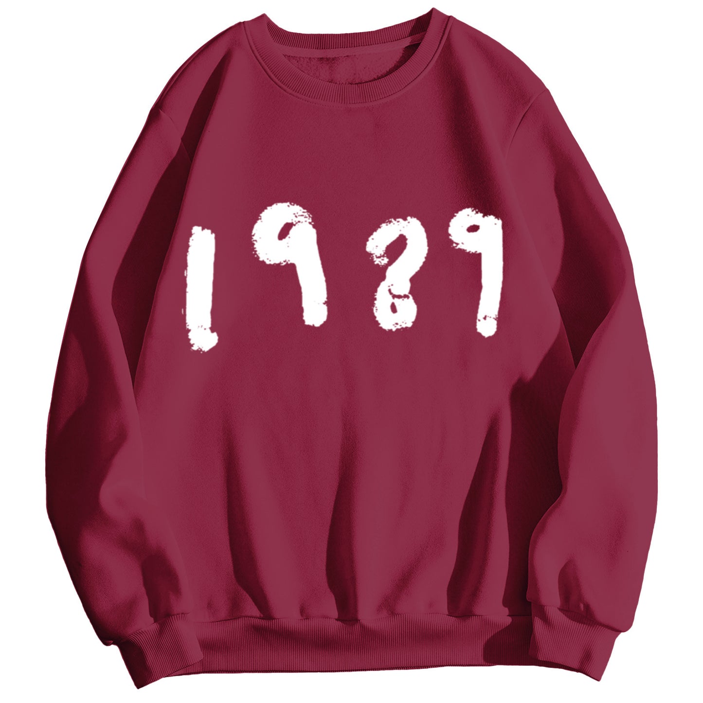 Pull décontracté à manches longues et col rond, style 1989