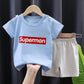 Ensemble t-shirt d'été à manches courtes pour enfant en pur coton