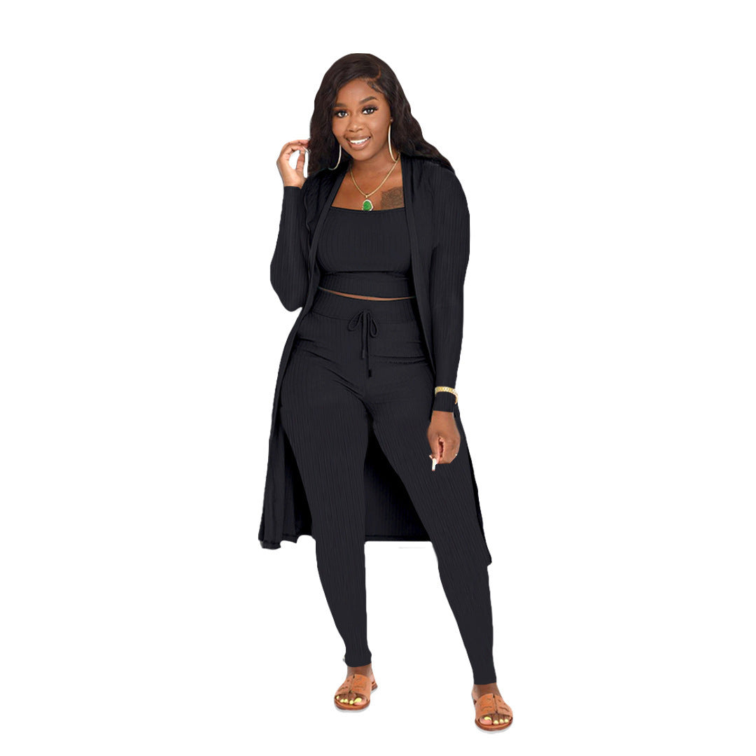 New Autumn And Winter Women's Clothing Fashion Coat And Trousers Three-piece Suit