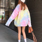 Women's Loose Tie-dye Colorful Gradient Coat