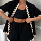 Summer Female Cardigan Short Sleeve Suit