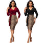 Fashion Printed V-neck Nine-quarter Sleeve Women's Clothing Dress