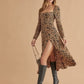 Fashion Printed Temperament Commute Pullover High Waist Dress Women