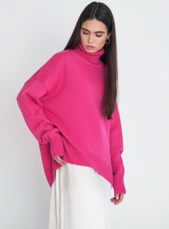 Pull à col roulé uni tendance pour femme