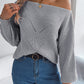 Pull décontracté à manches lanternes et col rond