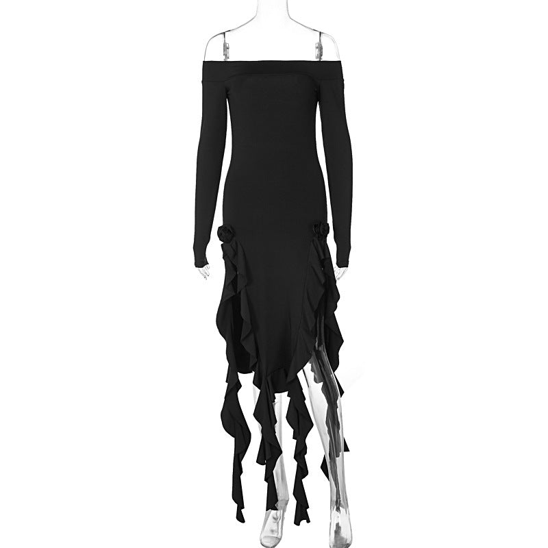 Women's Off-the-shoulder Design Long Sleeve Dress
