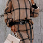 Large Plaid Pullover Long Sleeve Woolen Skirt Suit Two-piece Set