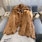 Horn Button Hooded Twist Sweater Jacket