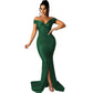 Robe moulante micro-froissée à col en V large et tendance