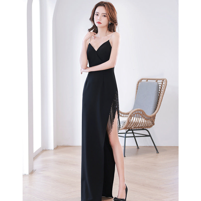 Robe à bretelles de couleur unie, élégante et tendance pour femme