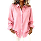 Women's Long-sleeved Lapel Plaid Button Shirt Top