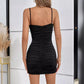 Robe caraco à col en V et manches courtes pour femme, coupe ajustée, épaules dénudées