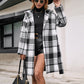 Loose Casual Checked Midi Belted Hooded Trench Coat