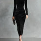 Black Velvet Half Turtleneck Dress Women