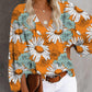 Casual Shirt Printed Lantern Sleeve Top
