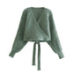 Women's Fashion V Neck Double Cardigan Knit Sweater