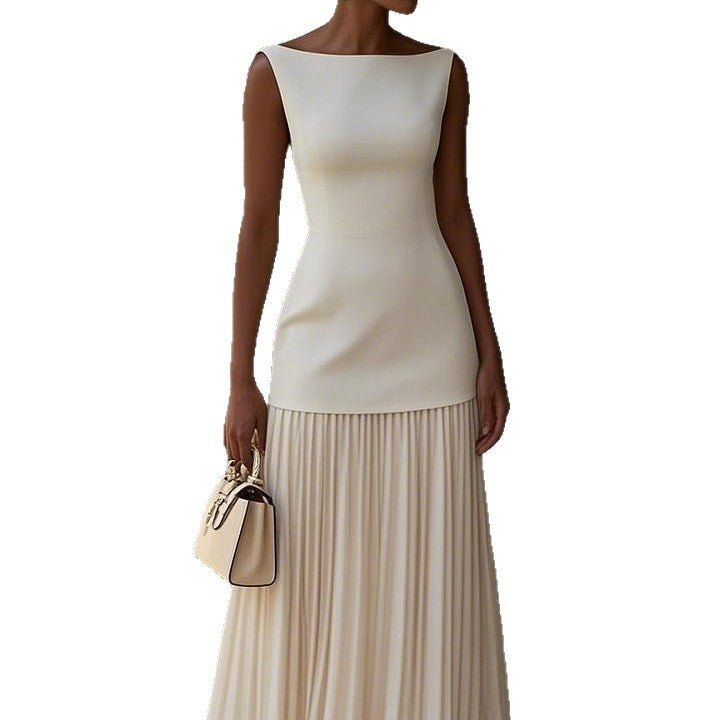 Solid Color Sleeveless Knitted Vest Slim Knit Dress