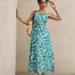 Women's Tie-Neck Floral Print High-Thigh Split Holiday Dress
