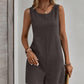 Women's Solid Color Sleeveless Jumpsuit Shorts