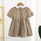 Robe mi-longue à fleurs et manches courtes pour fille