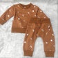 Children's Sun Moon Print Long Sleeve Trousers Romper Suit
