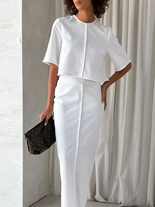 Costume slim en coton et lin pour femme, coupe ajustée et tendance