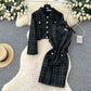 Elegant Tweed Two-piece Set With Long Sleeves