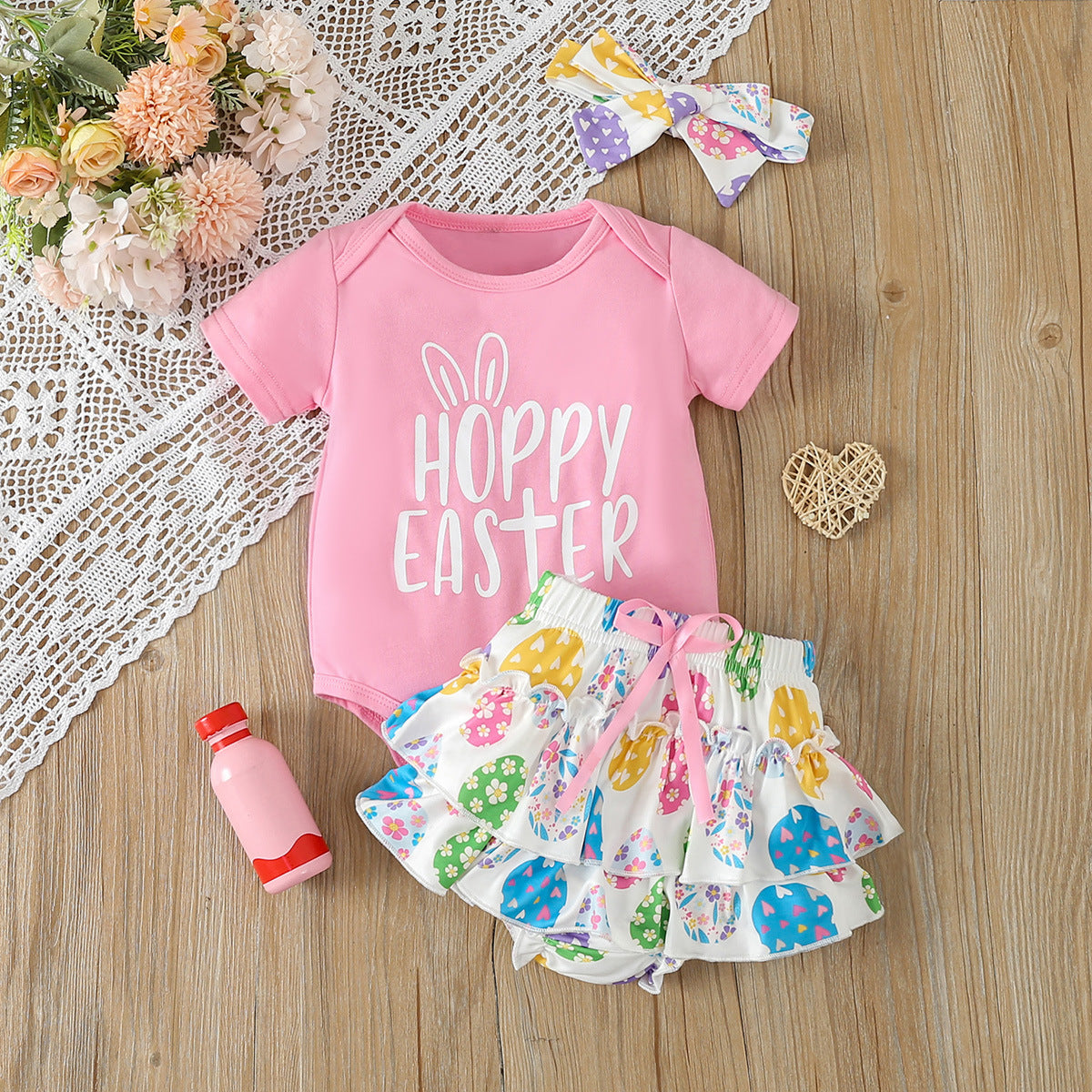 Ensemble short d'été à manches courtes pour bébé fille en PP Kazakhstan