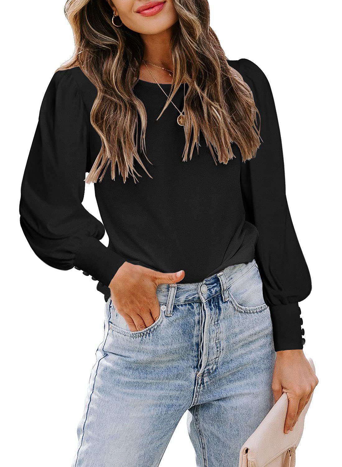 Women's Round Neck Loose Casual Shirt