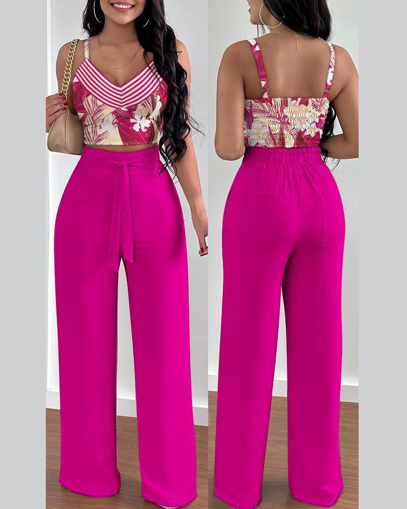 Costume deux pièces à bretelles tendance pour femme