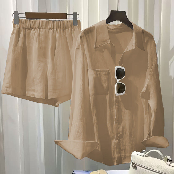 Versatile Loose-fit Shirt And Pants Two-piece Set