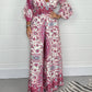 V-neck Printed Jumpsuit Plus Size Casual Jumpsuit