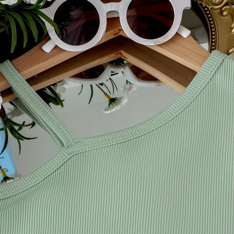 Girls' Sling Green Dress Summer