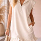 V-Neck Sleeveless Dress - Women's Casual Summer Dress With Two Front Pockets And Back Zipper Closure For Daily Wear