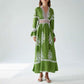 Fall V-neck Stitching Lace Women's Long-sleeved Dress