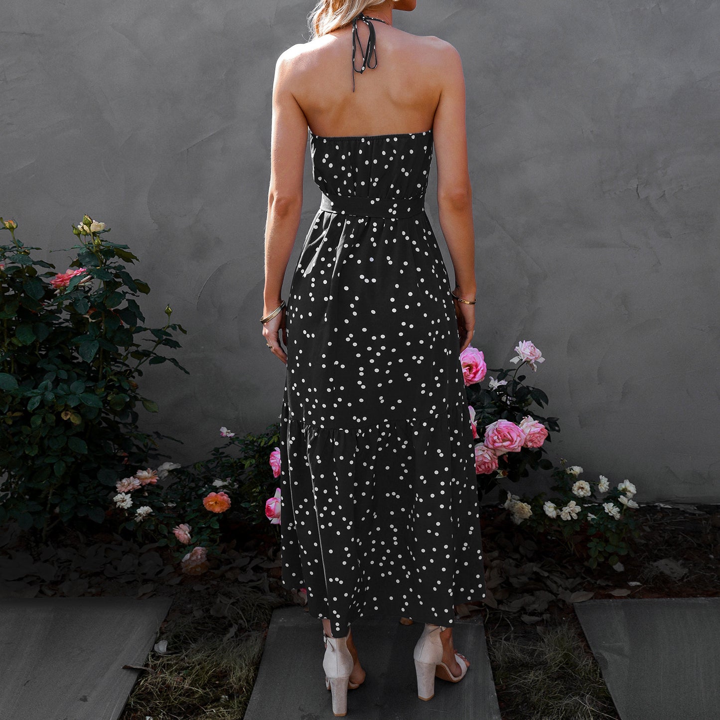 Style V Neck Polka Dot Dress
