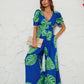 Casual V-neck Waist Wide Leg Jumpsuit For Women
