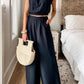 Ensemble pantalon et poche supérieure pour femme