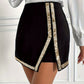 Women's Polyester Sequin Stitching Slit Pantskirt