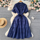 Women's Temperament Fashion Waist-slimming Hollow Bubble Short-sleeved Dress
